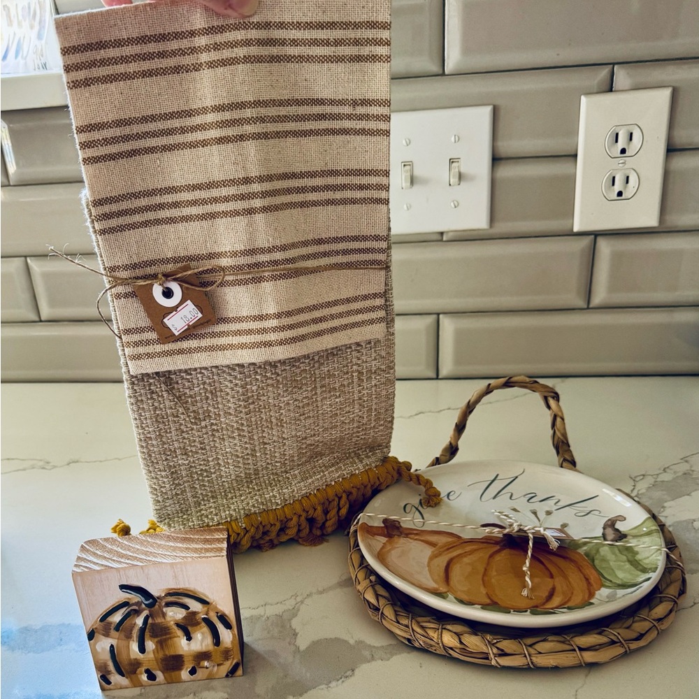Mud Pie Tan and Brown Home Accents Set